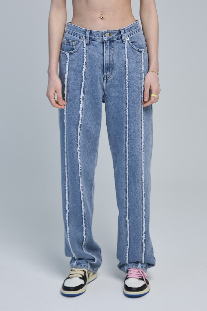 [unisex] 2 line denim pants (blue)