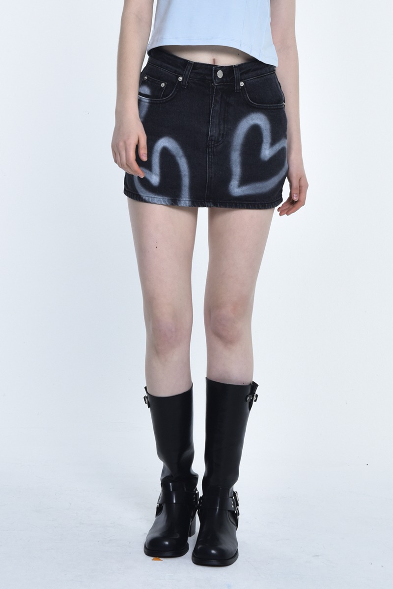 heart mini skirt (black)