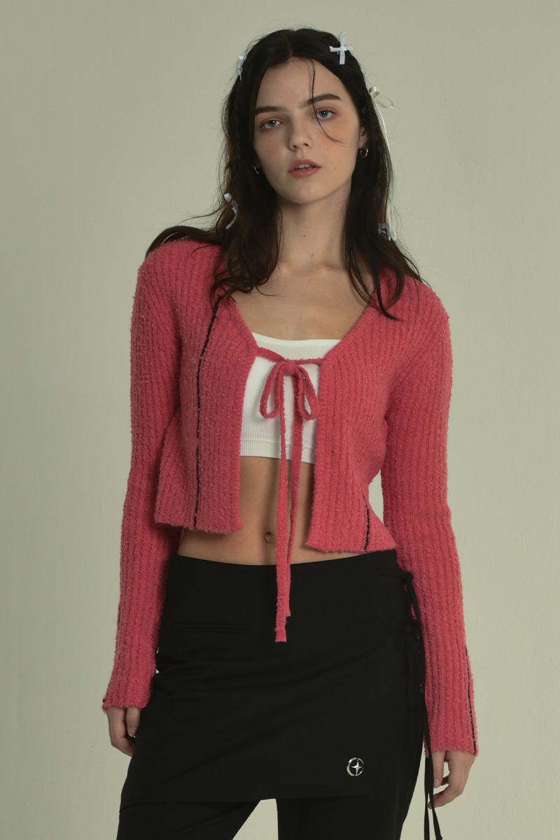 line strap cardigan (pink)