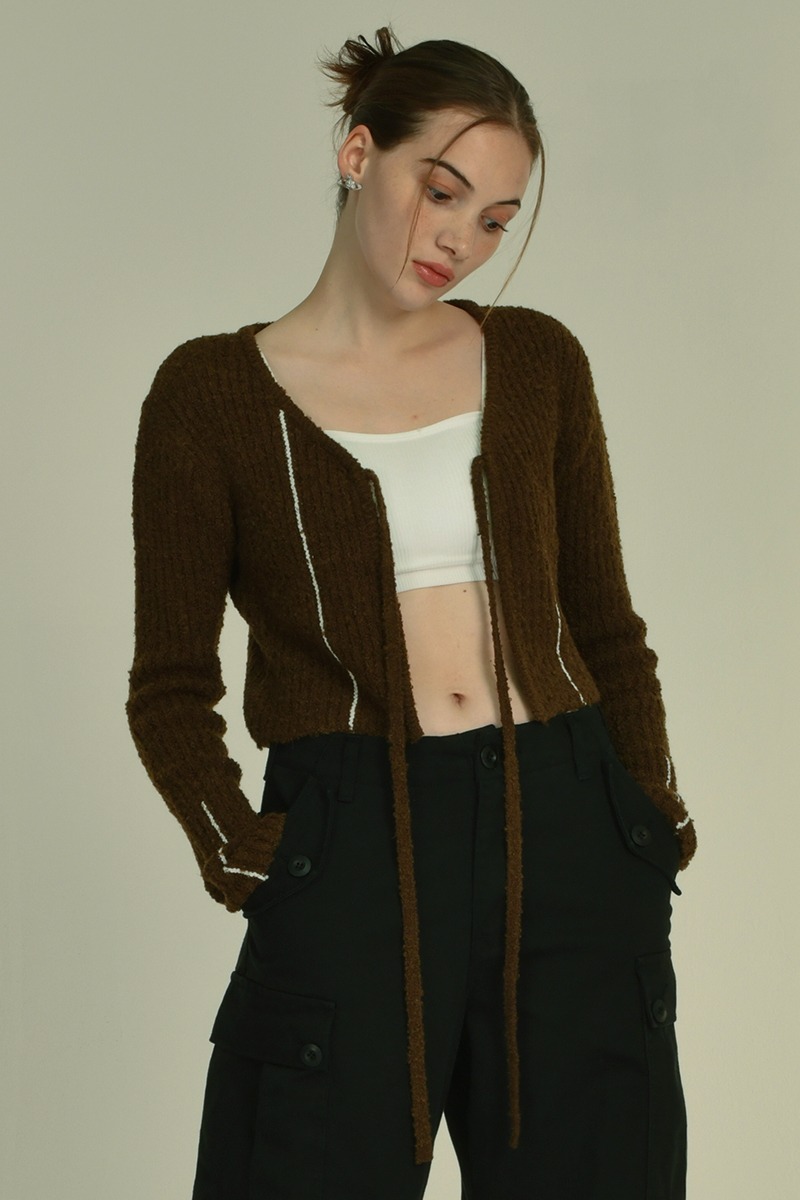line strap cardigan (brown)