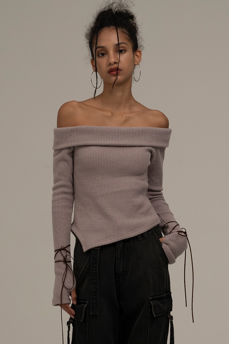 off shoulder knit (purple)