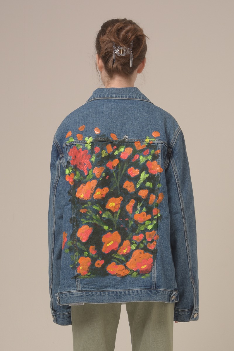 [unisex] flower denim jacket